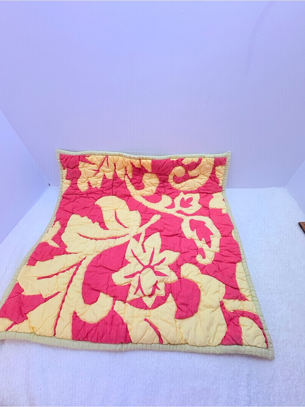 Quilted Floral Throw Pillow Sham in Pink and Yellow Pillow Cover